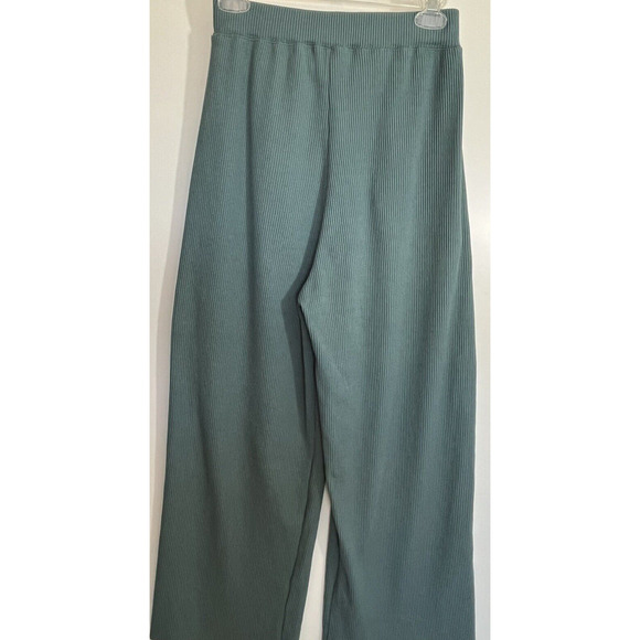 Alma Design Wide Leg Cropped Pants Size L Pull on in Green Pockets - Picture 9 of 10